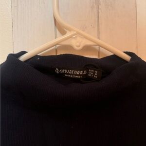 Stradivarius Womens Dark Blue cropped Turtleneck top
